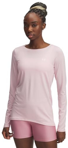 Under Armour T-shirt à manches longues Heatgear pour femme, (647) Rose Prime / / Blanc, Taille XL