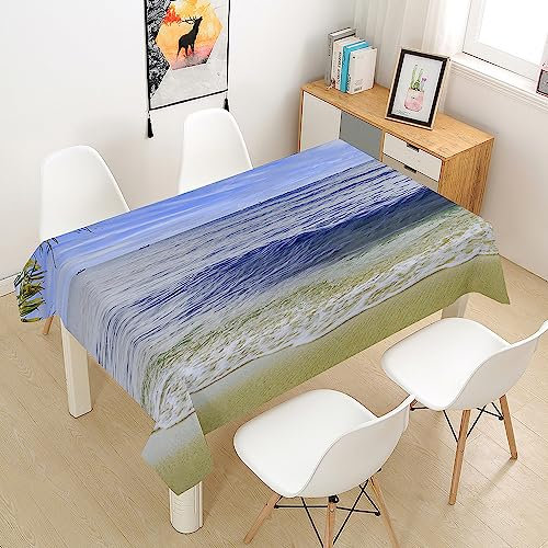 Mateju Manteles Rectangular, 3D Mar Mantel Antimanchas Cubierta de Mesa Bonitos Protectores de Mesa para Picnics, Comedor, Salon (100x140cm,Olas mar)