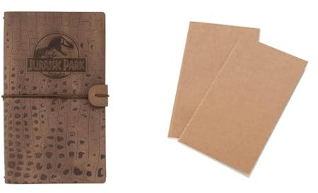 Grupo Erik Reisetagebuch zum Selberschreiben Jurassic Park Bullet Journal Dotted Notizbuch + Ersatz Nachfüllpack Dotted Notebook 12x19,6 cm 40 Seiten liniert und 40 Seiten mit Punktraster