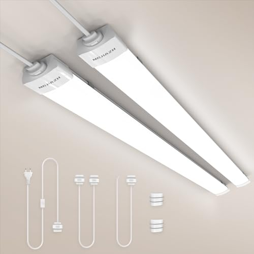 MOJIAZH Feuchtraumleuchte LED 120cm mit Stecker, 36W 4000LM LED Neonröhre, Neutralweiß 5000K Feuchtraumlampe, IP65 Wannenleuchte, Werkstattlampe, Kellerleuchte (Neutralweiß 5000K, 120CM-36W-2PCS)
