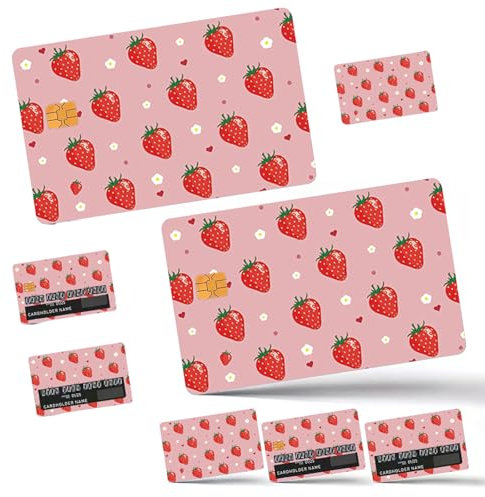 Anime-Aufkleber für EC-Karte, wasserdicht, schmal, kratzfest, abnehmbar, für EC-Karte, Bankkarte, Kreditkarten-Aufkleber, Erdbeere, 2 Stück