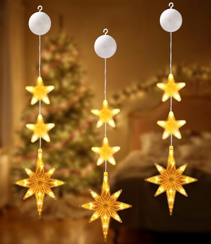 SinLaw Weihnachtsbeleuchtung Fenster Innen, Schneeflocke Lichterketten Außen, Dekoration für Valentinstag, Weihnachten, Hochzeiten, Geburtstagsfeiern (A)