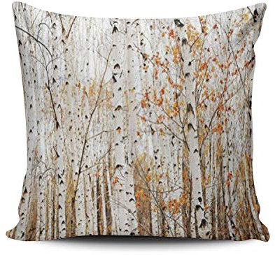 Zierkissenbezüge Weiße Birke Kissenbezug Atmungsaktiv Kopfkissenbezug Für Gartenbett Bett 45×45Cm