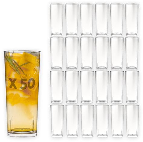 Table'Colors 50 Verres Tube 30 cl Lavables et Réutilisables - Fabriquée en France - Parfaits pour Cocktails et Apéritifs - Jus d'orange - Soda - Pastis