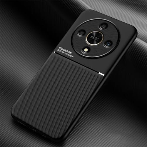 YUECXIN Cover per Honor Magic6 Lite 5G (Magic 6 Lite), Ultrasottile Antiurto Anticaduta Antiscivolo PU + TPU Bumper Silicone Case, Premio Classica Moda Uomini Donne Custodia. Nero