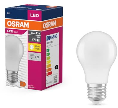 Osram LED Star Value Classic A40 LED-Lampe für E27-Fassung, Birnenform, FR, 470 Lumen, warmweiß (2700K), Ersatz für herkömmliche 40W-Glühlampen, nicht dimmbar