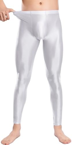 AIEOE Herren Leggings Öl Glänzend Tights Hose Stretch Glatte Hose Übergröße Glossy Strumpfhosen Slim Fit Lange Pants M-XXL