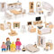 Atoylink Puppenhaus Möbel Set aus Buchenholz & Kunststoff, Zubehör Spielzeug mit Puppenhaus Puppen, Rollenspiel Geschenk für Jungen Mädchen Kleinkinder ab 3 Jahren