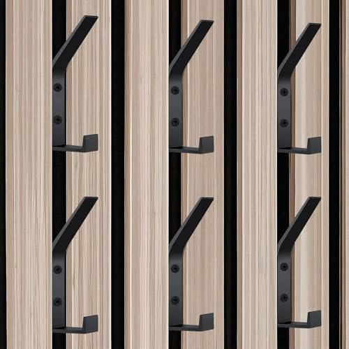 Kssvzz 6 Ganci per Pannelli Acustici, Doppio Gancio Appendiabiti per Camera da Letto, Soggiorno, Bagno, Appendiabiti da Parete per Giacche, Cappotti e Cappelli, Nero, Alluminio, 13 mm