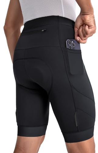 BERGRISAR Fahrradhose Herren 4D Gepolstert Radlerhose Radhose Atmungsaktive Schnelltrocknende mit 3 Taschen Schwarz X-Large