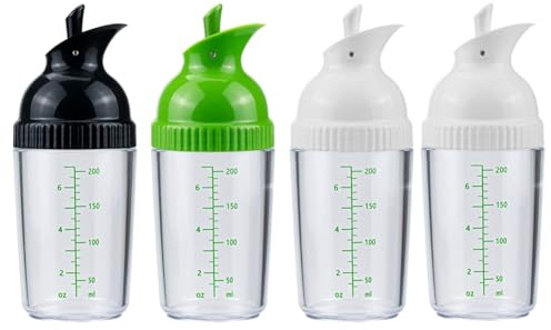 Wrtysully 4er-Pack Salatdressing-Shaker, 7 Oz Dressing-Mixer-Shaker-Flaschen, Schwarz & & Grün