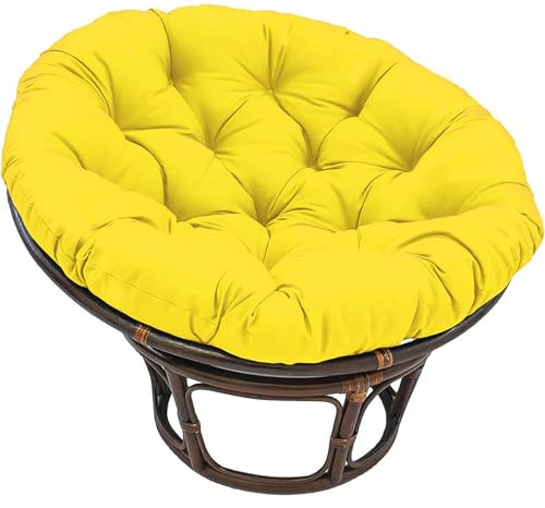 Generisch Papasan Stuhlkissen, Polster für Papasansessel Hängekorb, Papasan Hängender Korbstuhl Pad Weich Verdickte Schaukel Stuhlkissen Outdoor (Gelb, 120x120cm)