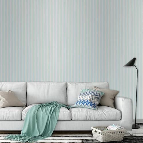 Tarwanear European Modern Minimalist Blue Wallpaper Non-Woven Vertical Stripe Wallpaper with Touch of Glitter Blue Wall Paper Roll for Living Room Bedroom Hallway Lounge Tv Backdrop Wall