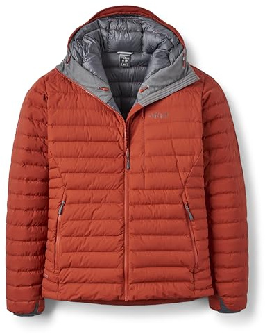 Rab Men's Microlight Windstopper Hoody - GTX Windproof Gore-Tex Down Jacket for Skiing & Climbing - Tuscan Red - Medium