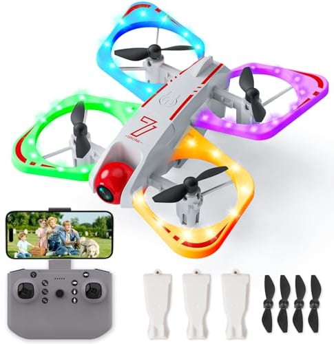 Handwell Drohne mit Kamera Drohne für Kinder Spielzeug HD 720P, Kids RC Drone Toys mit LED Lichter/3D Flip/Kreisflug Quadrocopter Outdoor Kinderspielzeug Geschenke für Jungen Mädchen ab14+ Jahre
