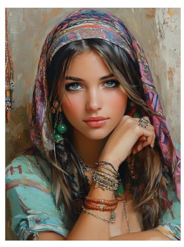 Portrait de femme Peinture Numero Adulte Femme Kit Peinture par Numero Adulte 30x40cm, Activité Manuelle Enfant Canvas Painting, Paint by Numbers avec Acrylic Paint et pinceaux, Cadeau Femme LSJ-4034
