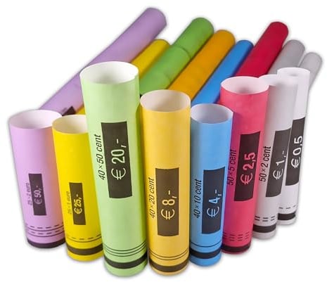 effektivo Lot de 100 tubes à pièces en carton, pour toutes les pièces en euro,