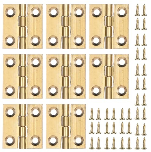 8 Stück Scharniere Klappbar, 25×22mm Qualität Messing Mini Scharniere für Holz Gold Schrank Scharnier mit Schrauben für Schmuck Holzkiste Basteln Möbel