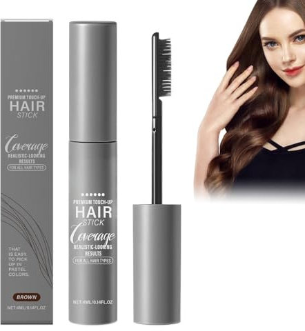 Clawrex Haarmascara, 4 ml Haar Mascara, Haarfärbemittel - Braune Ansatzfarbe als Hair Stick mit Bürste, Wasserdichte und Schweißdichte, Graue Haare Abdecken & Haaransatz Präzise Kaschieren