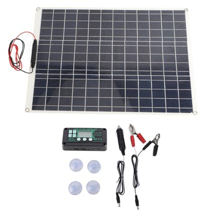 NOENNULL Kit de Panneau Solaire 300W, Panneau Solaire en Silicium Monocristallin, Pince de Batterie, Contrôleur Allume-cigare et Ventouse