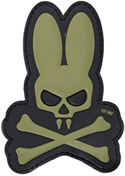 Copytec 3D Rubber Patch Skull Bunny Hase Totenkopf Skull Militär Fun Humor 6x9cm #32625
