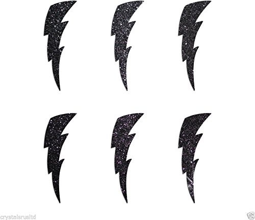 24 Lightning Bolt Stoff Glitzer Stoff zum Aufbügeln, Transfer Aufnäher 2,5 cm schwarz