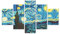 Quadro Moderno 5 Pezzi In Legno Vogue 48x85 Cm Notte Stellata