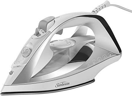 Sunbeam Steam Master 1400 Watt Mid-size Anti-Drip Non-Stick Soleplate Iron with Variable Steam control and 8' Retractable Cord, Black/Blue, GCSBCL-202-000 by Sunbeam
