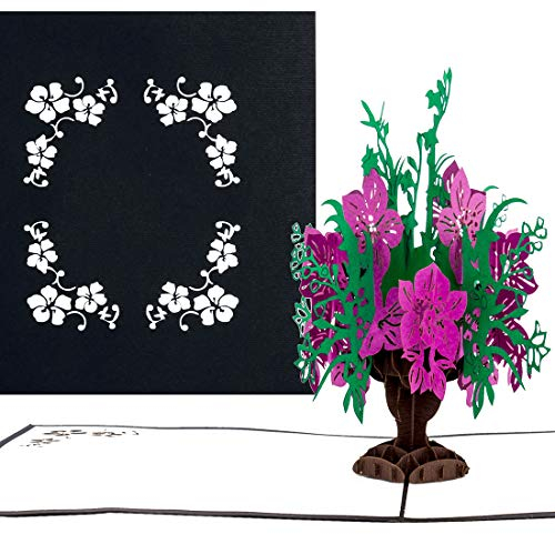 Pop-Up Karte Blumenbouquet – edle 3D Blumenkarte mit Umschlag als Geburtstagskarte, Dankeskarte & Genesungskarte