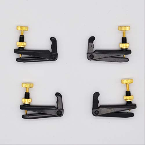 4 Soundman® Feinstimmer 4/4- sowie 3/4-Geige, Violin Metall Saitenfeinstimmer, Set à 4 Stück Traditionelles Design Traditionelles Design (Farbe: Schwarz)