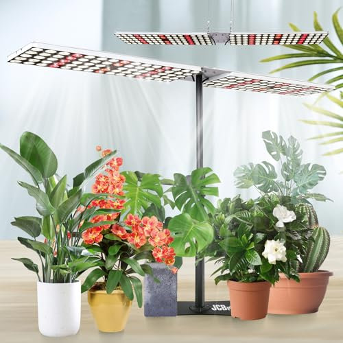 JCBritw Desktop LED Grow Light 100W for Indoor Plants Tabletop Grow Lamp Full Spectrum White with IR Shelf Plant Light with Stand for Seed Starting, Seedlings, Veg, Flower Fruites