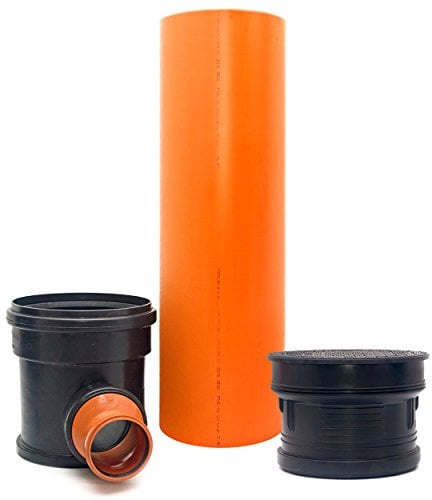 KG Schacht Kontrollschacht Revisionsschacht DN315 / 2 x DN125 - Schachtdeckel voll, Wasserdicht, Geruchverschluss - Rohr - Komplett SET