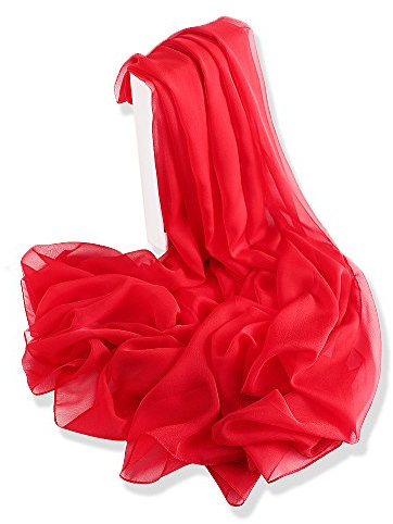 YFZYT Plain Farbe Schal Chiffon Stola Scarves in verschiedenen Farben, Leichtgewicht Damen Schal für Alltag und Muttertagsgeschenke - Rot