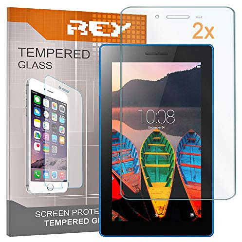 REY 2X Protector de Pantalla para Lenovo Tab 3 710 Essential 7, Cristal Vidrio Templado Premium, Táblet