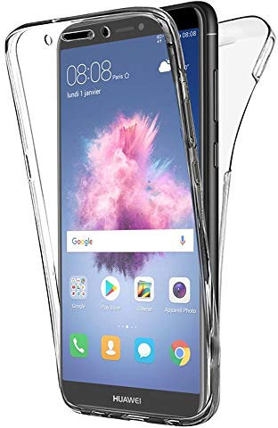 COPHONE® kompatibel Huawei P SMART Hülle Silikon 360 Grad transparent. Integraler und unsichtbarer Durchsichtige Schutz Huawei P SMART (Nicht für P SMART 2019) Handyhülle
