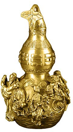 BRASSTAR Bagua-Kürbis-Statue Wu Lou, Feng Shui, taoistische Gottheiten, Hulu/Kalebasse, goldfarben, Messing, 19,1 cm hoch, PTZY024