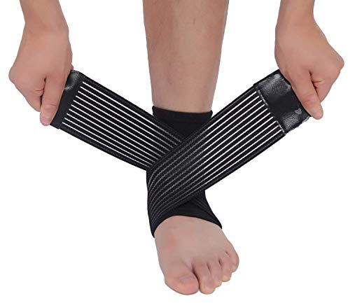 2 x Knöchelbandage, Sprunggelenk Bandage mit Klettverschluss, Kompression-Fußbandage für Plantarfasziitis, Achillessehnen, Fersensporn für Damen und Herren