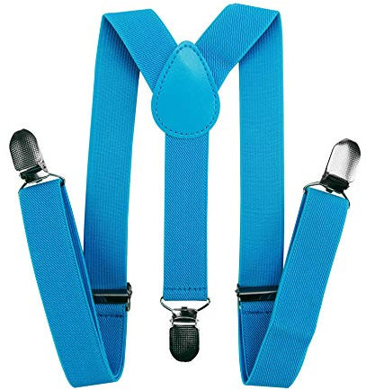 axy Kinder/Jungen Hosenträger-Y Form breit 2,5 cm mit 3 Starken Clips, kombinierbar mit Fliege - Uni Farben HTK25-1 (für Kinder (6 Monaten - 6 Jahre alt), Königblau)