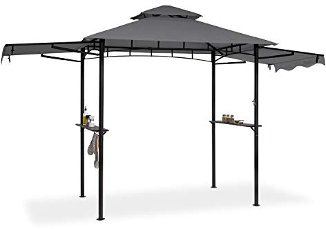 blumfeldt Steakhouse Wings - Pavillon Grilldach Grillpavillon, Größe: 235 x 242 x 145 cm (BxHxT), Regen-/Sonnenschutzdach: Polyester 160 g wasserabweisend/flammhemmend, dunkelgrau