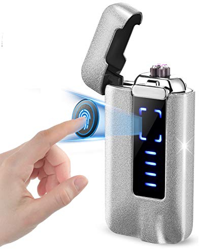 NAOLIU Lichtbogen Feuerzeug,Plasma Feuerzeug USB,Winddicht Elektro Feuerzeug,Elektronische Feuerzeug mit Berühren Bildschirm, Elektrisches Feuerzeug mit Batterieanzeige,für Kerzen Grill Kamin