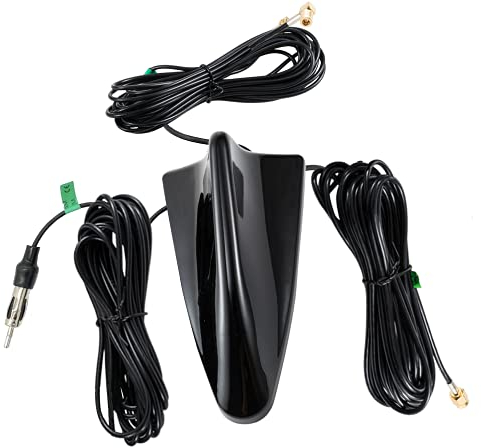 Vecys Dab+ FM/AM GPS Antenne Voiture Aileron de Requin Antenne Voiture SMB Femelle vers SMA Mâle vers DIN Mâle Toit de Voiture 5 m de Câble RG174 pour Système de Navigation GPS