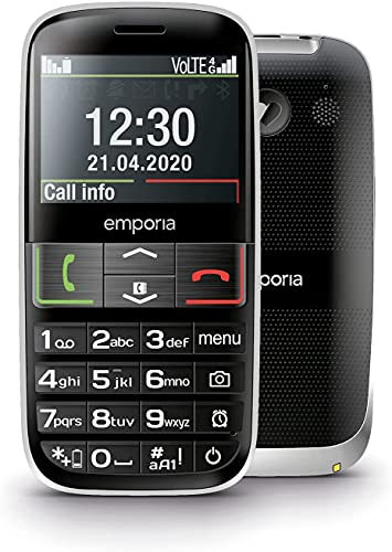 Emporia ACTIVE4g - Telefono Cellulare 4G per Anziani, Volume alto, Display 2.31 a colori, Tasti Grandi, Tasto SOS, Basetta di ricarica, Fotocamera, Bluetooth, Black (Italia)
