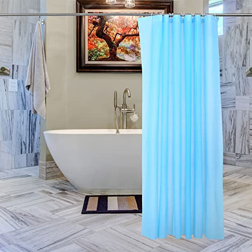 Trimming Shop Shower Curtain With 12 Hooks, Mold and Mildew Resistant 72x72 Inch Long, Washable PEVA Plain Bathroom Curtains, Shower Curtain Liner 180 x 180cm Long, Blue