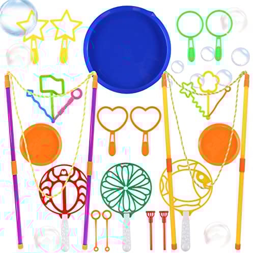 24 Stück Seifenblasen Set, Große Seifenblasenstäbe Seifenblasen Set für Kinder, Seifenblasen Blase Riesenseifenblasen für Indoor und Outdoor Bubble Maker Spiele