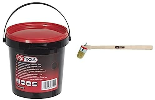 KS TOOLS Pack d'entretien: Seau de graisse à pneu noire de 1kg et Pinceaux pour graisse à pneu