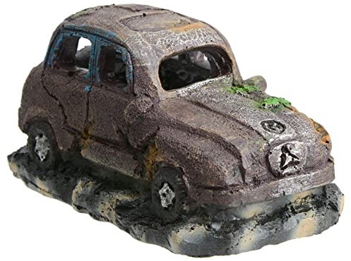 Saim Auto-Wrack-Aquarium-Dekoration, Aquarium-Harzimitat, Unfall-Auto-Landschafts-Zubehör für Betta-Aquarium-Landschaftsdekorationen
