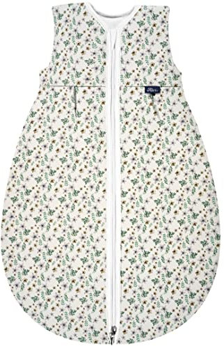 Alvi Baby Mäxchen Thermo Schlafsack, Baby-Schlafsack ohne Ärmel, Winterschlafsack, Außensack wattiert (GOTS Petit Fleurs, 80)