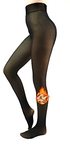 X-CHENG Fleece Lined Tights Sheer Women - Fake Translucent Warm Pantyhose Leggings Sheer Thick Tights for Winter
