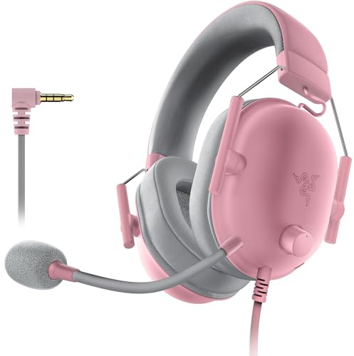 Razer BlackShark V2 X Gaming Headset: 7.1 Surround Sound - 50mm Drivers - Memory Foam Cushions - for PC, PS4, PS5, Switch - 3.5mm Audio Jack - Quartz Pink