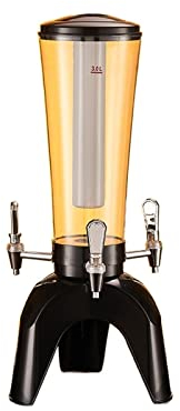 KIZQYN Biertower 3-Liter-Bierzapfanlage mit Wasserhahn, kommerzielles beleuchtetes Bierfass, Bierturm mit abnehmbaren Eiszapfen for Zuhause, Restaurant, Hotel Bierzapfanlage (Color : Schwarz)
